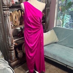 Aidan Mattox Fuchsia One-Shoulder Dress
